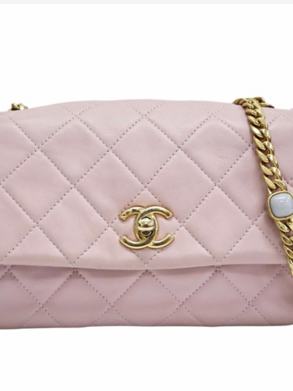 CHANEL Soft Pink Classic Quilted Lambskin Shoulder Bag with Gold Chain - Picture 1 of 11